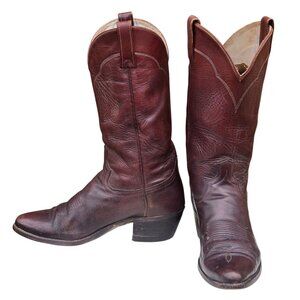 Dan Post Western Cowboy Boots Mens 8 D Red Brown Country Rockabilly Worn